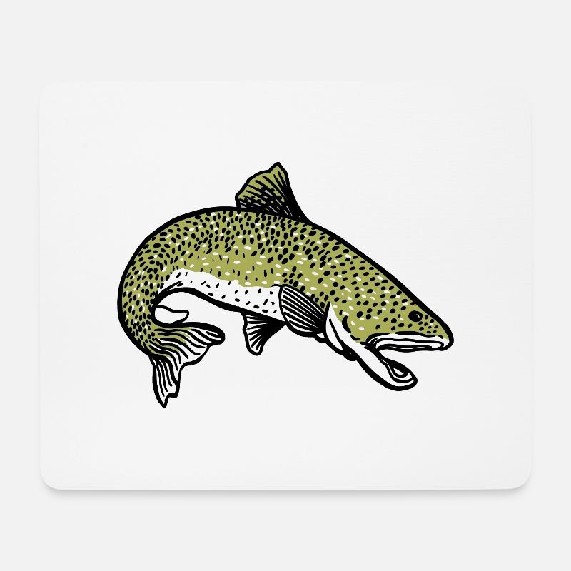Hecht Fisch Fischer Angler Wildtier Flossen Ahoi - Mousepad (Querformat) - Weiß