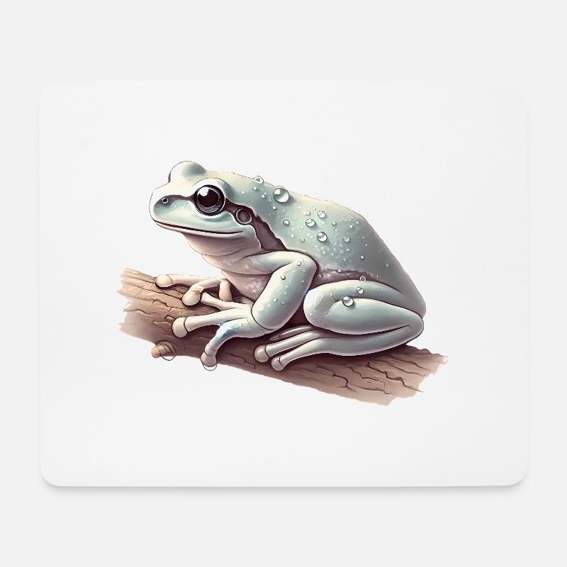 Realistischer Laubfrosch mit Wassertropfen - Mousepad (Querformat) - Weiß