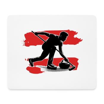 Curling avec drapeau autrichien - Tapis de souris (format paysage) - blanc - Devant