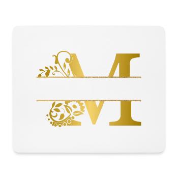 Buchstabe m personalisiert gold floral - Geschenkidee - Mousepad (Querformat) - Weiß - Vorne