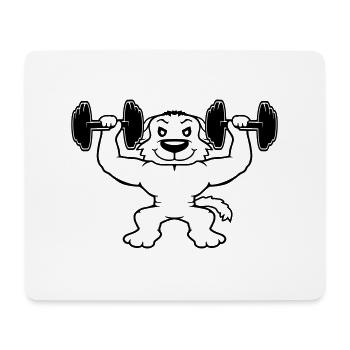 Chien Bodybuilder Muscles forts Gym Haltérophilie - Tapis de souris (format paysage) - blanc - Devant