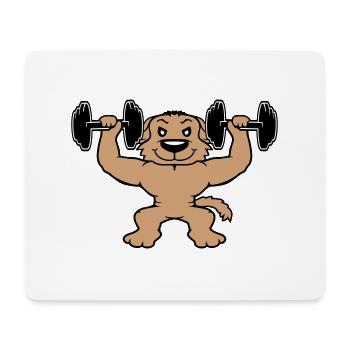 Chien Bodybuilder Muscles forts Gym Haltérophilie - Tapis de souris (format paysage) - blanc - Devant
