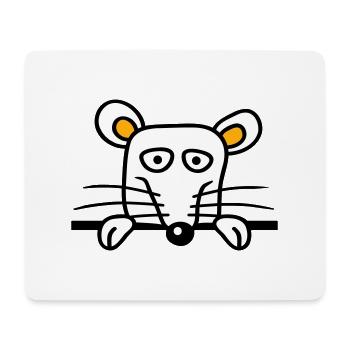 Maus Ratte hinter Mauer Zaun Schild guckt lustig - Mousepad (Querformat) - Weiß - Vorne