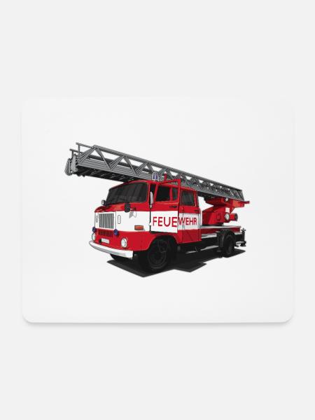 Feuerwehr // DDR // Illustration - Mousepad (Querformat) - Weiß