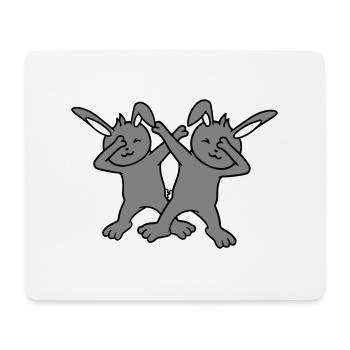 2 Bunnies Dabbing Dab Dance Pose Dancing Party Celebrations - Mouse Pad (horizontal) - white - Front