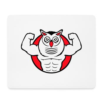 Eule Bodybuilder Muskeln Bizeps Posen Gym Rat Cool - Mousepad (Querformat) - Weiß - Vorne