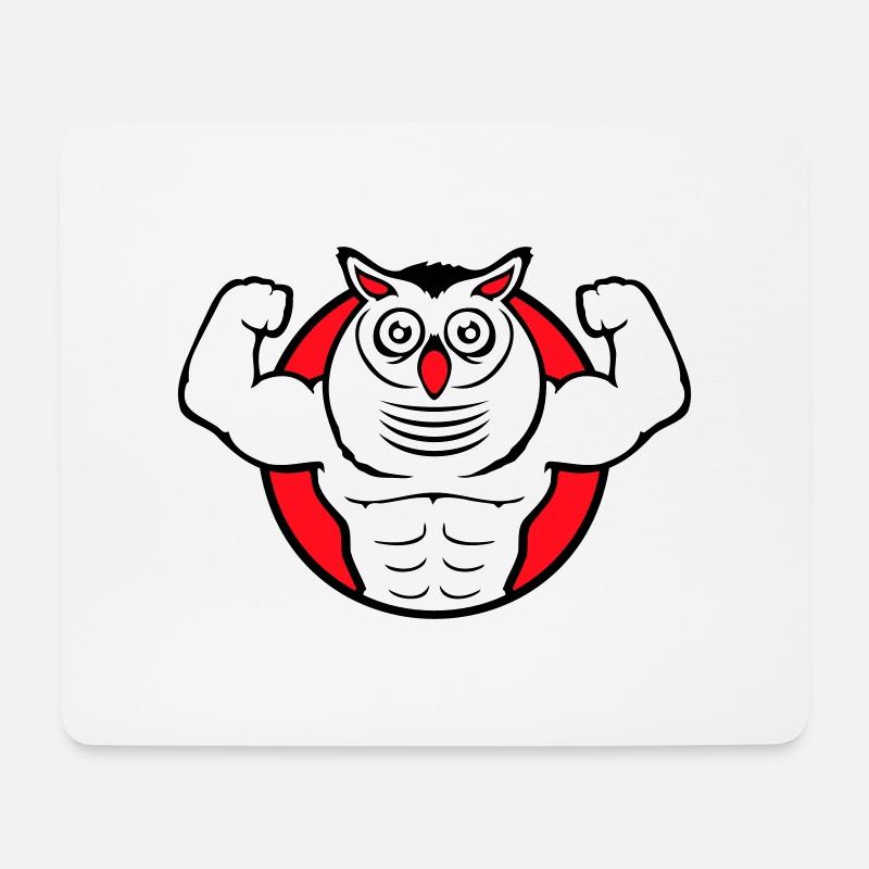 Eule Bodybuilder Muskeln Bizeps Posen Gym Rat Cool - Mousepad (Querformat) - Weiß