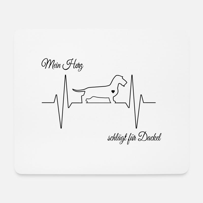 Dackel Herzschlag - Mousepad (Querformat) - Weiß
