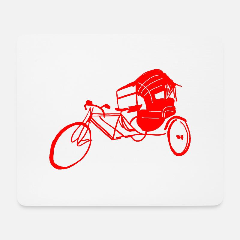 Rikscha in rot - Mousepad (Querformat) - Weiß