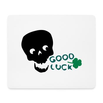 Good Luck shamrock txt & skull - Mouse Pad (horizontal) - white - Front