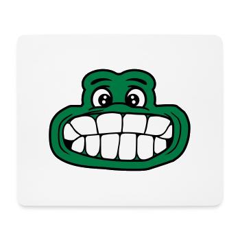 frosch kroete grosser mund gesicht augen kopf zaeh - Mousepad (Querformat) - Weiß - Vorne