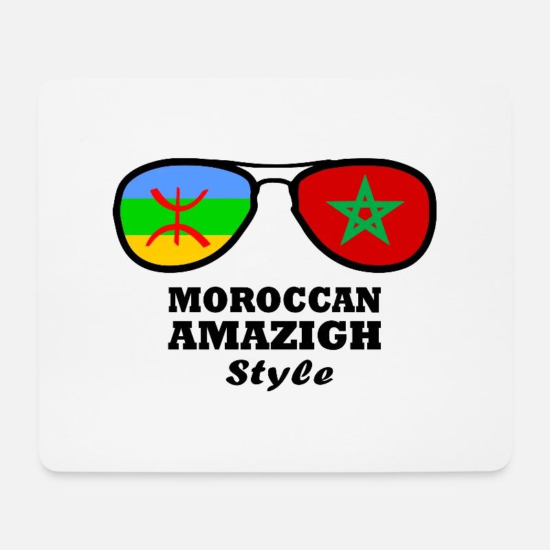 Marokko Amazigh Flagge - Brille - Mousepad (Querformat) - Weiß