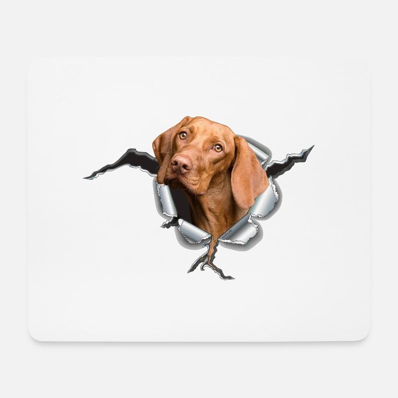 Magyar Vizsla im *Metall-Loch* - Mousepad (Querformat) - Weiß
