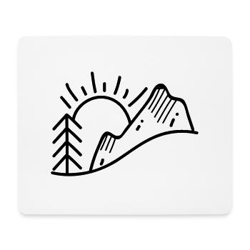Mountain mountains sun tree forest nature landscape summit - Mouse Pad (horizontal) - white - Front