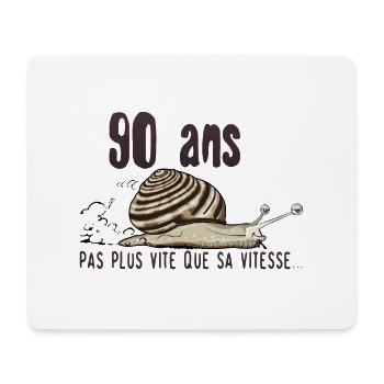 90 ans escargot anniversaire pas plus vite vitesse - Tapis de souris (format paysage) - blanc - Devant