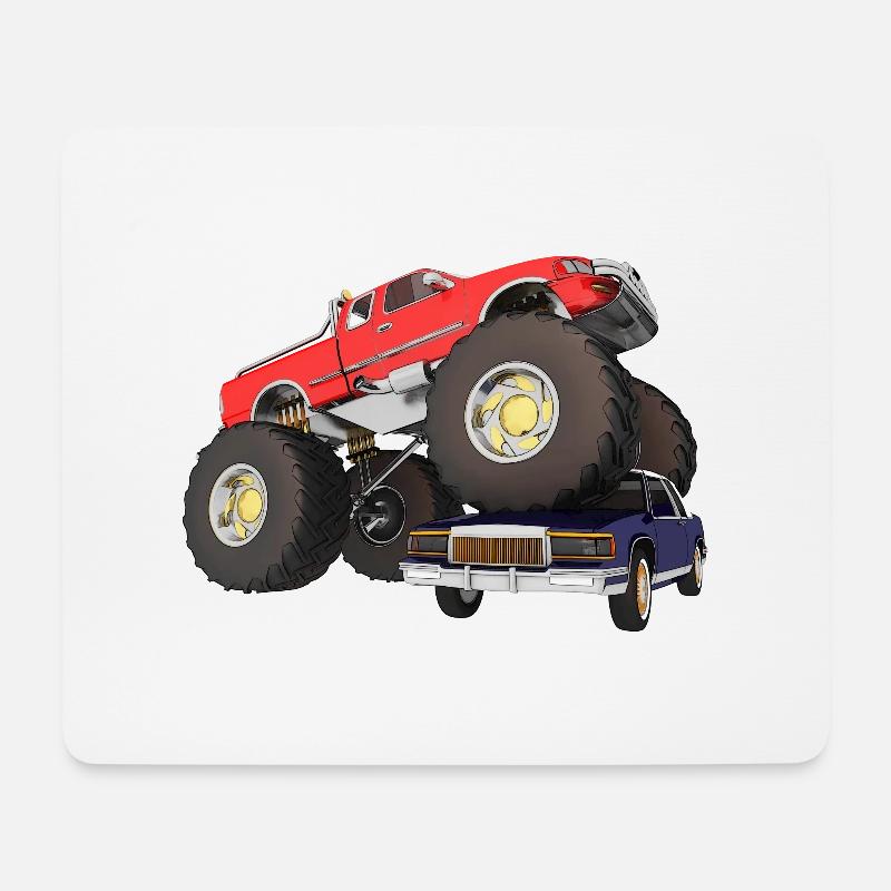Monstertruck, Geländewagen, Pickup, Van - Mousepad (Querformat) - Weiß