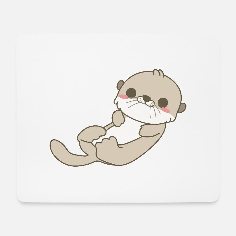 Otter - Mousepad (Querformat) - Weiß
