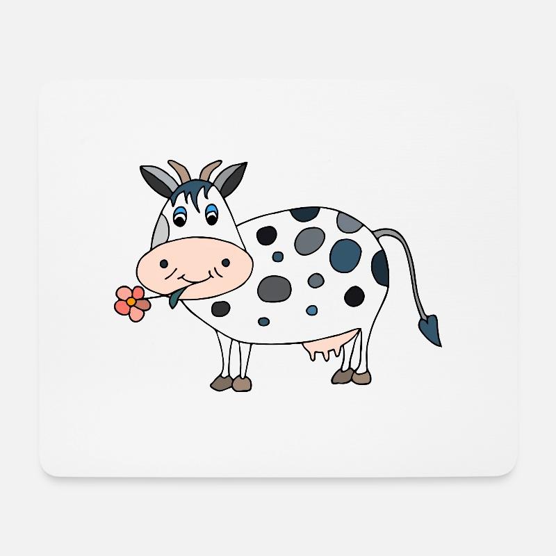 Kuh - Mousepad (Querformat) - Weiß