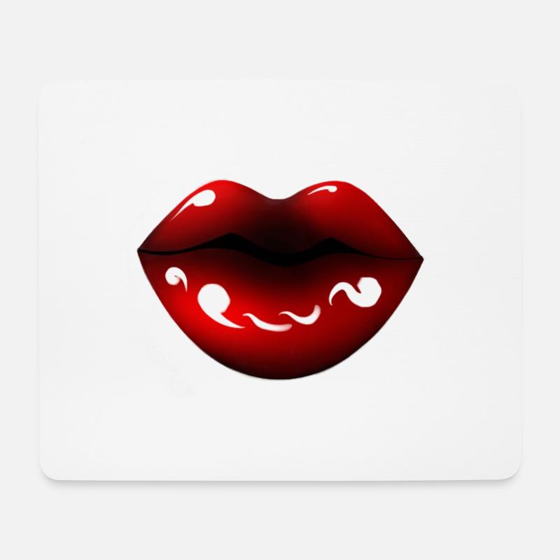 Red Lips - Mousepad (Querformat) - Weiß