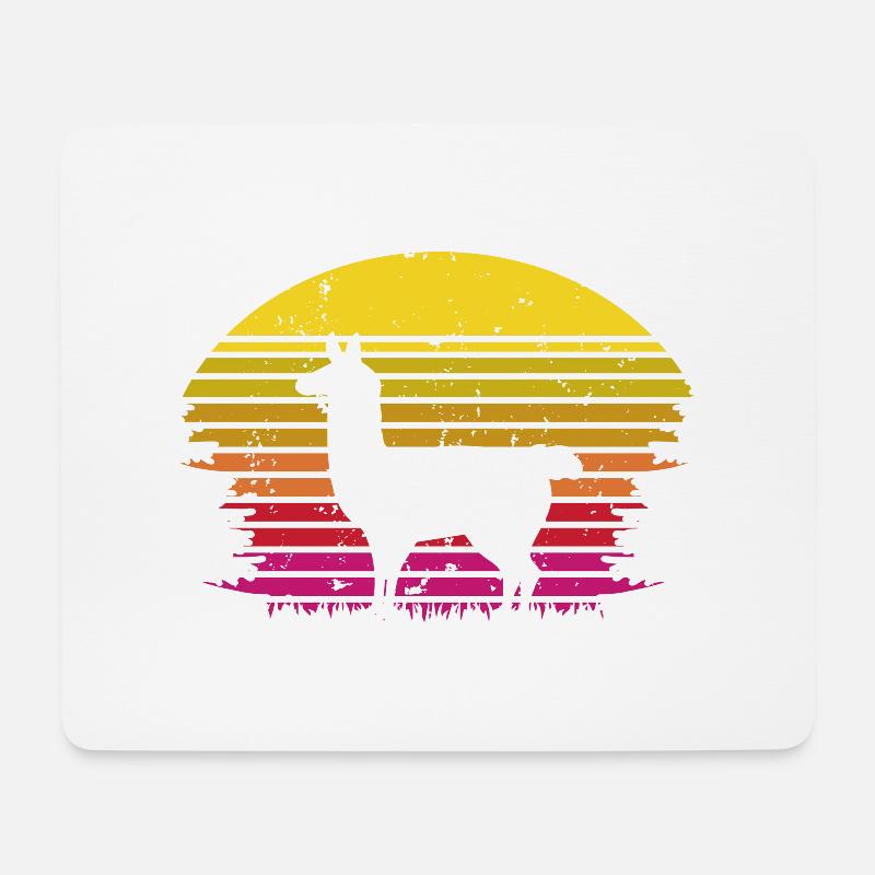 Lama Vintage Retro - Mousepad (Querformat) - Weiß