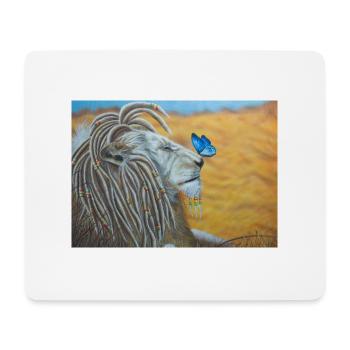 Rasta lion and blue butterfly - Mouse Pad (horizontal) - white - Front