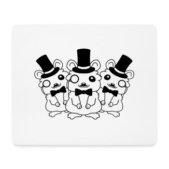 3 Monokel Zylinder Hamster - Mousepad (Querformat) - Weiß - Vorne