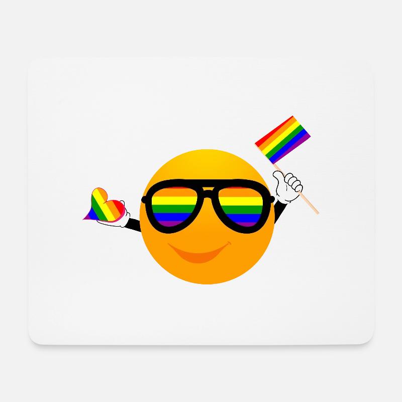 SMILE EMOTICONE LGBTQ - Mousepad (Querformat) - Weiß