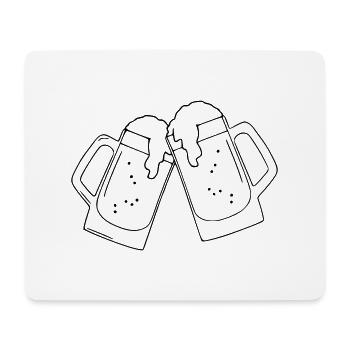 Bier Zeichnung Party Feiern schwarz - Mousepad (Querformat) - Weiß - Vorne