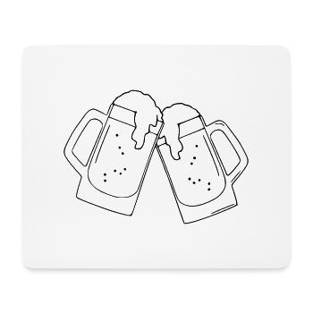 Bier Zeichnung Party Feiern schwarz - Mousepad (Querformat) - Weiß - Vorne