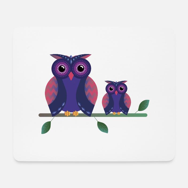 Süße Eulen - Mousepad (Querformat) - Weiß