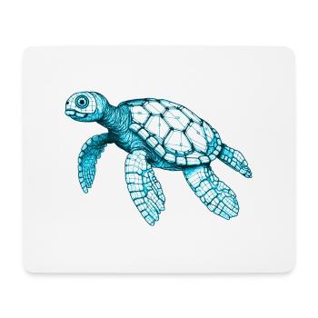 Beautiful sea turtle in blue - Mouse Pad (horizontal) - white - Front