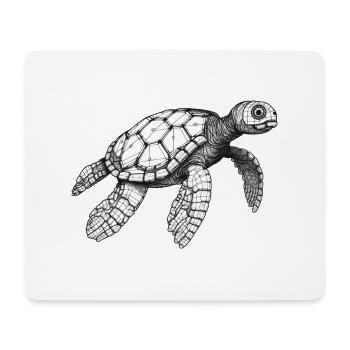 Schildkrötein schwarz weiß beim Schwimmen - Mousepad (Querformat) - Weiß - Vorne