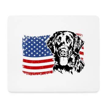 Retriever America Flag Dogs à poil plat Wilsigns - Tapis de souris (format paysage) - blanc - Devant