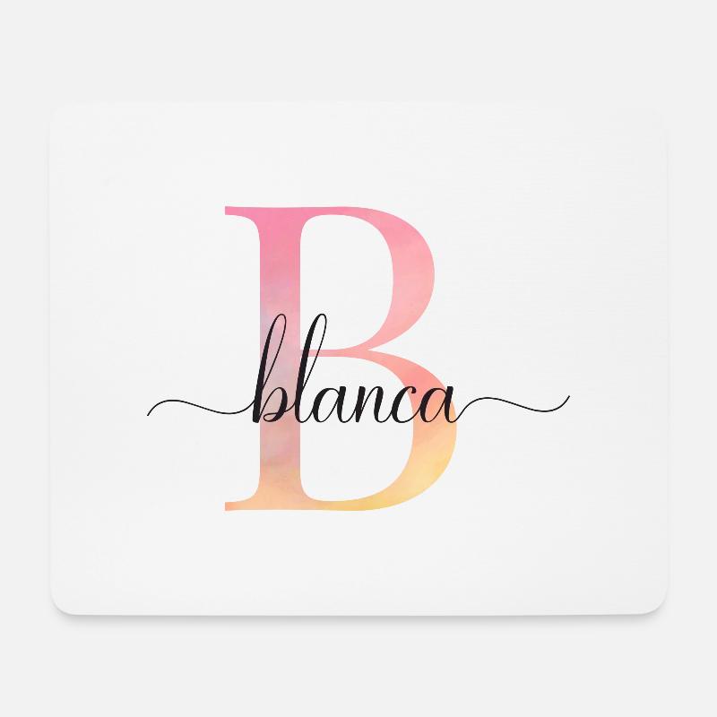 B | Monogramm | Name | Blanca |Watercolor - Mousepad (Querformat) - Weiß