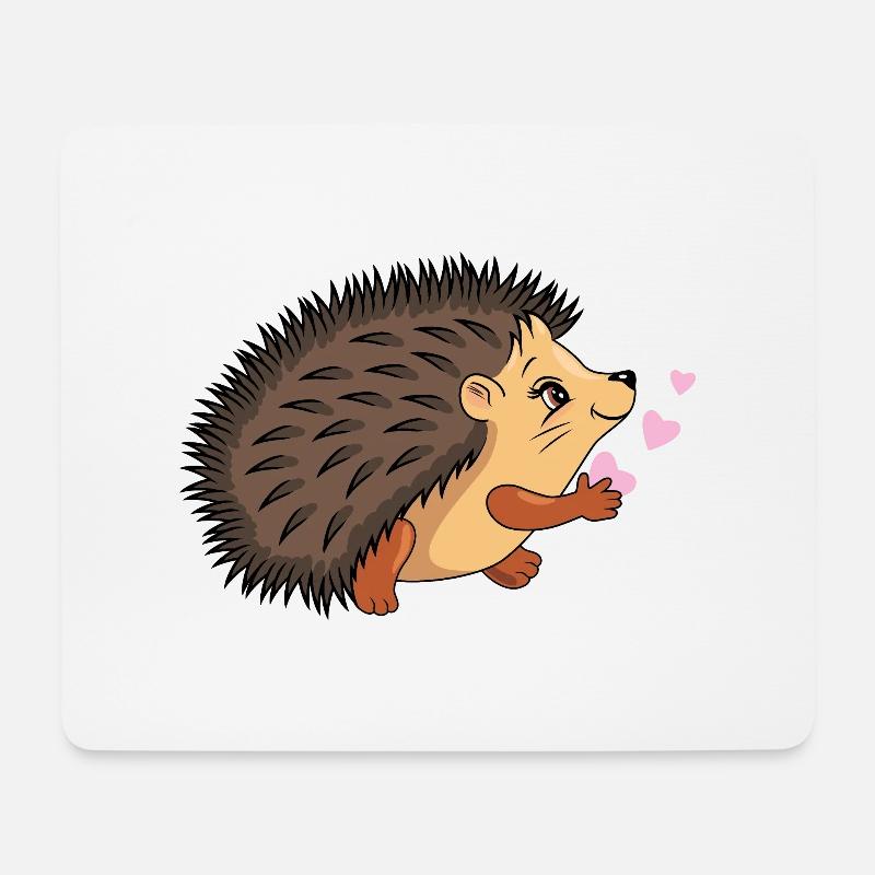 Cute hedgehog with hearts - Mouse Pad (horizontal) - white