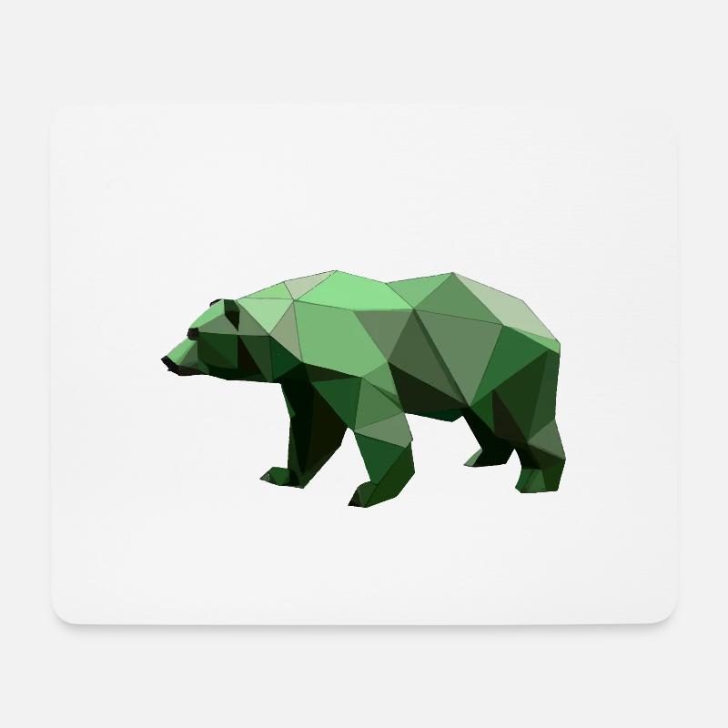 Bär Polygon Wandern Bäume Tier Wildnis Natur Grün - Mousepad (Querformat) - Weiß
