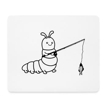 raupe angelt - Mousepad (Querformat) - Weiß - Vorne