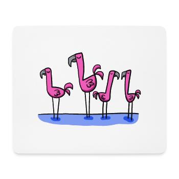 Quatre flamants roses - Tapis de souris (format paysage) - blanc - Devant