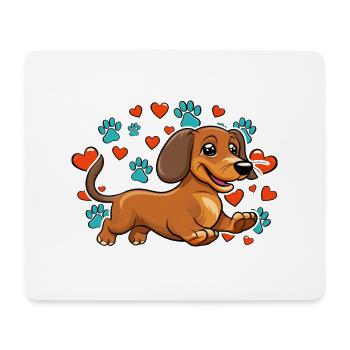 Fröhlicher Dackel Herz-Pfoten - Mousepad (Querformat) - Weiß - Vorne