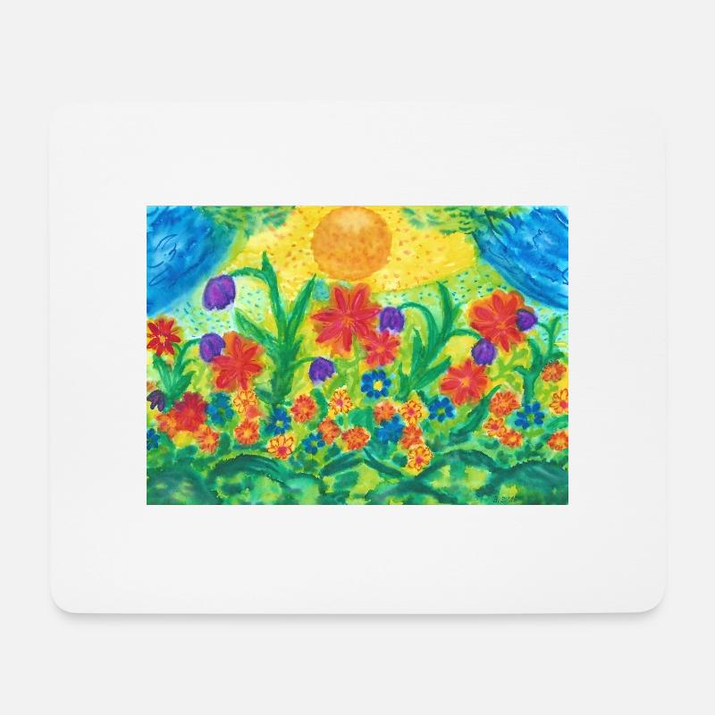 "Blumenwiese" - Mousepad (Querformat) - Weiß