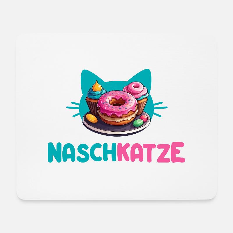 Naschkatze - Mousepad (Querformat) - Weiß