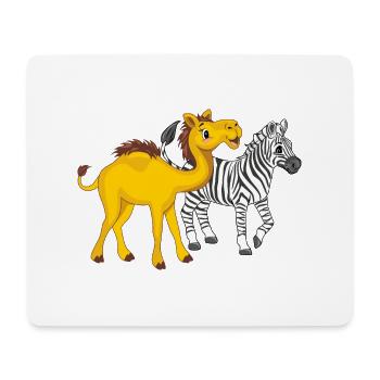 Niedliches Kamel und Zebra - Mousepad (Querformat) - Weiß - Vorne