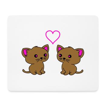 süße katzen love - Mousepad (Querformat) - Weiß - Vorne