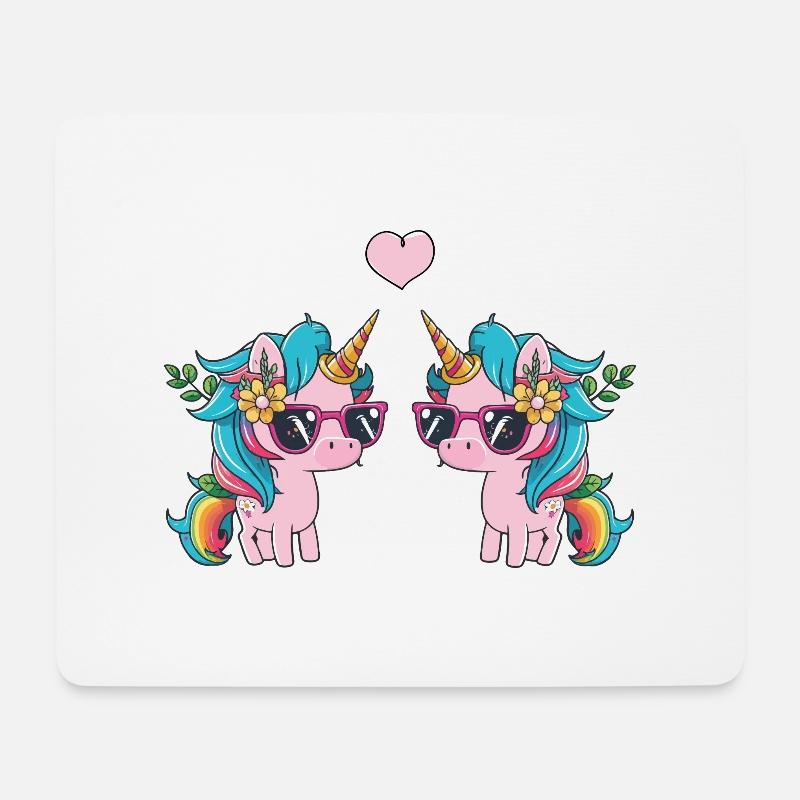 unicorn love - Mousepad (Querformat) - Weiß