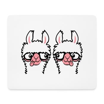 2 Llama Nerds Geeks Team Horn-rimmed Glasses Smart Grimace - Mouse Pad (horizontal) - white - Front