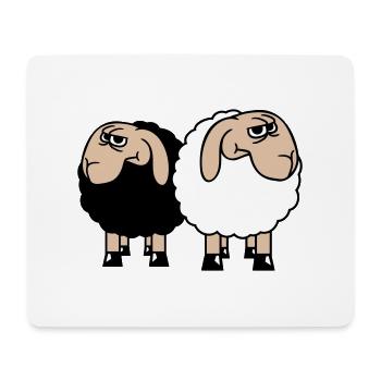 2 Sheep Look Skeptical Offended Friends Team - Mouse Pad (horizontal) - white - Front