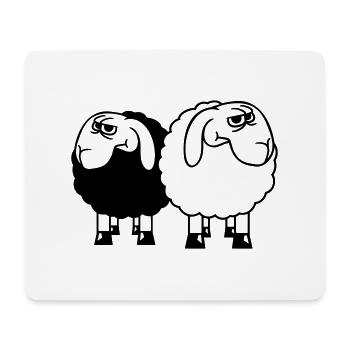 2 Sheep Look Skeptical Offended Friends Team - Mouse Pad (horizontal) - white - Front