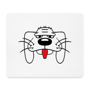 Visage de chien Drôle Mignon Langue Sortant Tête - Tapis de souris (format paysage) - blanc - Devant