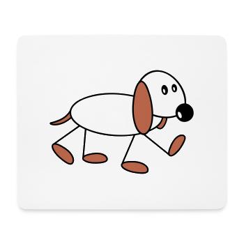 Dog stick figure walks cute walks comic - Mouse Pad (horizontal) - white - Front