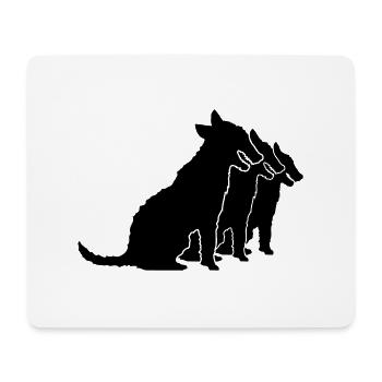 3 Hunde sitzen Team Crew Drei Freunde Silhouette - Mousepad (Querformat) - Weiß - Vorne